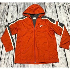 Vintage Y2K Nike Youth Medium Rain Windbreaker Orange Full Zip Jacket Gray Tag